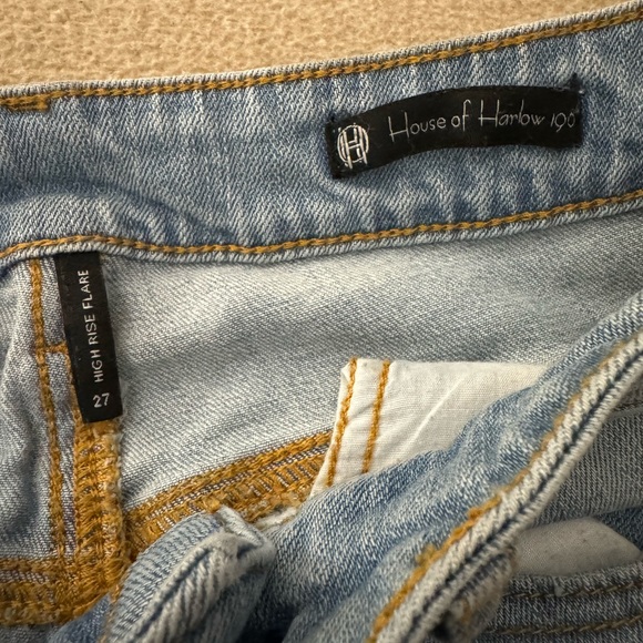 House Of Harlow 1960 High Distressed Denim Flare Jeans Rise Blue Light Wash 27 - Picture 4 of 10